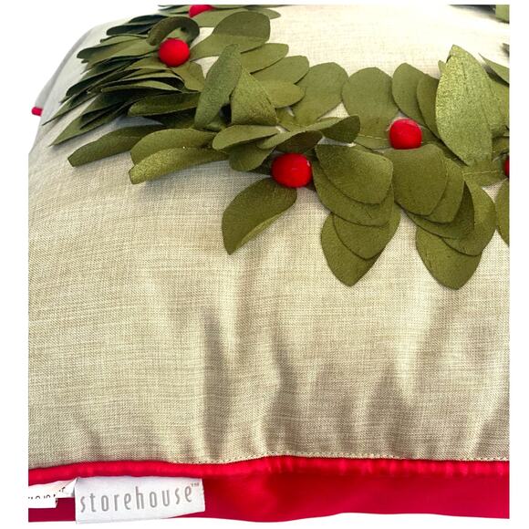 Storehouse Christmas Holiday Wreath Pillows Set Of 2 18in X 18in - Picture 5 of 5
